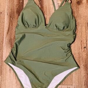 Olive Green Kids One Piece Swimsuit